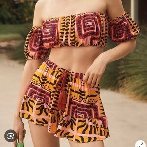 Incerti for Anthropologie- Colorful Off-Shoulder Two-Piece Set
